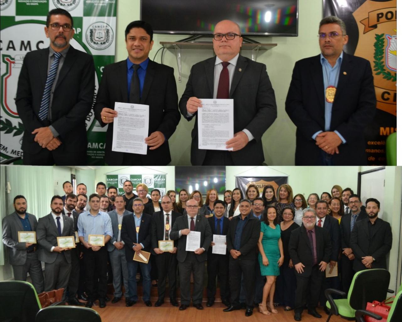 POLÍCIA CIVIL DO AMAPÁ RECEBE HOMENAGEM E ASSINA TERMO DE CONVÊNIO DE COOPERAÇÃO TÉCNICA COM A CÂMARA DE ARBITRAGEM, MEDIAÇÃO E CONCILIAÇÃO DO AMAPÁ